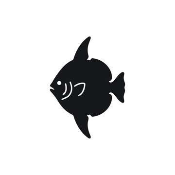 Black Moonfish Silhouette Vector - Opah or Lampris Guttatus Marine Life Icon