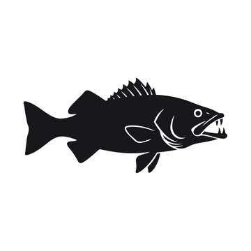 Lingcod Fish Silhouette Vector - Predatory Rockfish or Sea Bass Marine Icon