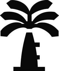 Fototapeta premium banana tree silhouette vector illustration on transparent background