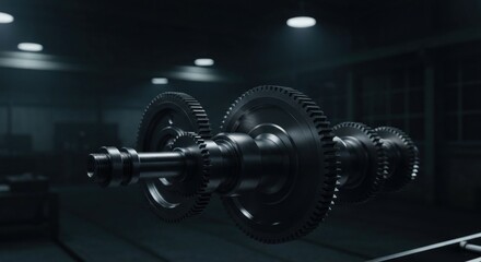 Fototapeta premium Geared shaft in a dark workshop