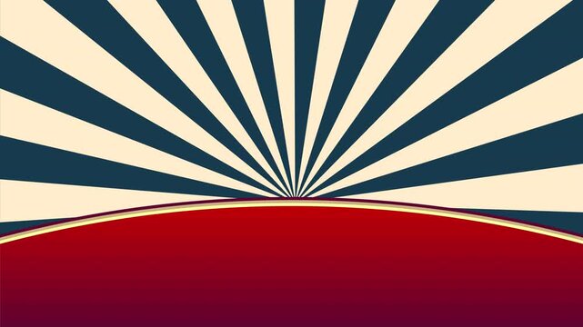 Retro Circus Theater Marquee with Flashing Bulbs and Sunburst Rays &ndash; Vintage Carnival Loop Motion Background