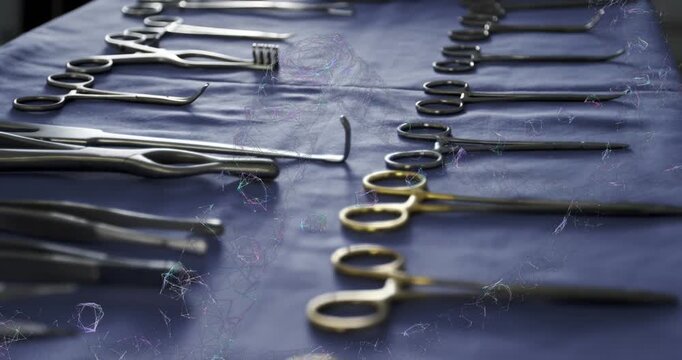 Animation of dna strand over surgical instruments