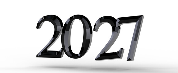 3D render of the year 2027 in a modern font. Perfect for new year greetings, future concepts, and event announcements. S © vegefox.com