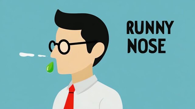 Man with Runny Nose Symptom Illustration and Cold Flu Concept