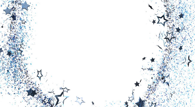 Elegant design with shimmering stars and glitter forming a decorative border on a white backdrop, perfect for festive th