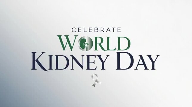 Elegant serif typography &ldquo;Celebrate World Kidney Day&rdquo; with subtle kidney icon