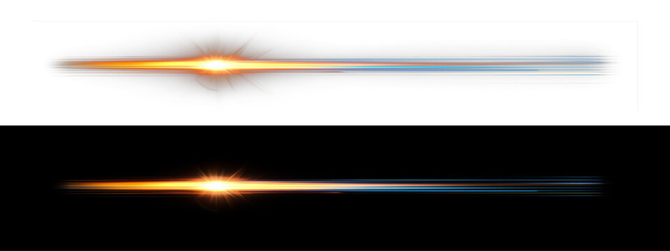 Golden anamorphic lens flare, cinematic horizontal light streak with vibrant warm glow, neon lens flare effect