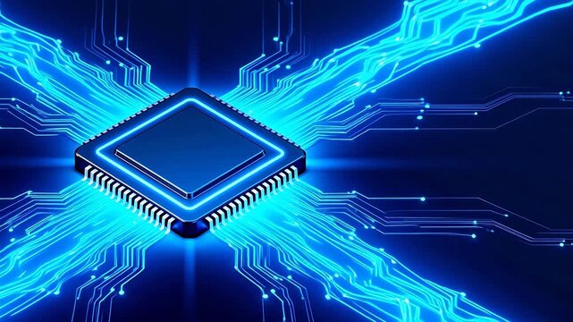 Microchip with glowing circuit connections