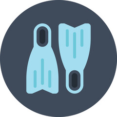 Modern flippers flat line vector illustration icon design concept. Icon for mobile and web graphics. Flat symbol, logo creative concept. Simple and clean flat pictogram © vasabii