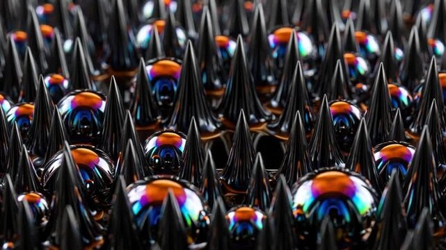 Closeup of Nails with Shiny Heads.