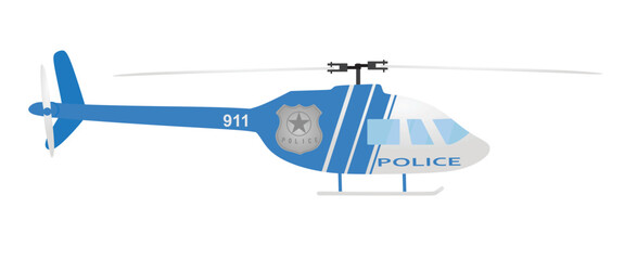 Obraz premium Blue police helicopter. vector illustration