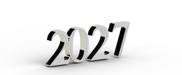 3D render of the numbers 2021, a concept for the New Year, on a clean white background. Perfect for holiday greetings, b © vegefox.com