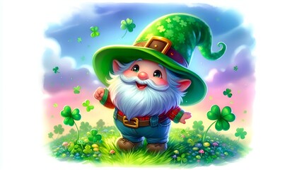 Fototapeta premium St. Patrick's Day adorable cartoon gnome