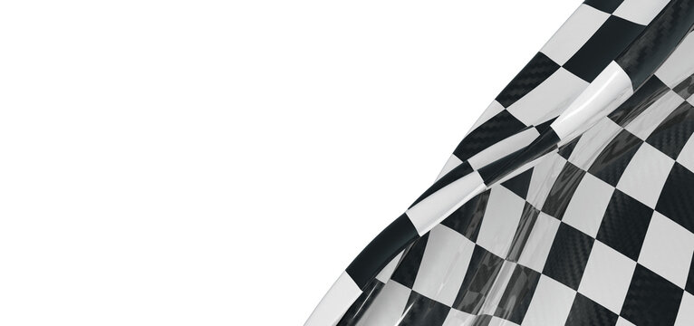Close up of a checkerboard flag waving with a white background. Perfect for concepts of competition, achievement, or vic