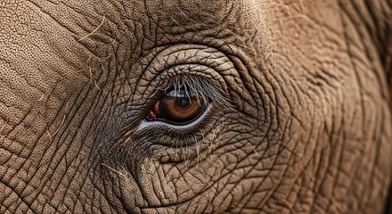 Fototapeta premium Close up of elephant eye reveals textured skin and intricate detail