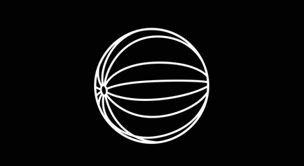 Obraz premium White Basketball Outline on Black Background.