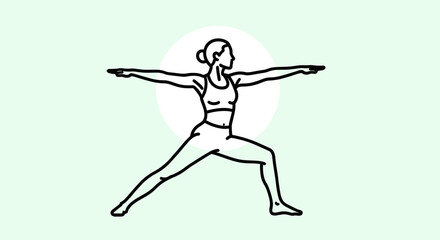 Fototapeta premium Woman in Yoga Warrior Pose.