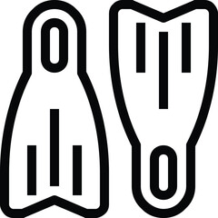Modern flippers flat line vector illustration icon design concept. Icon for mobile and web graphics. Flat symbol, logo creative concept. Simple and clean flat pictogram © vasabii