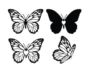 Obraz premium set of butterflies hand drawn