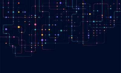 Obraz premium Circuit connect lines and dots. Network technology and Connection concept. Decentralized network nodes connections