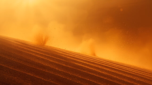 Warm amber light drifting across a smooth sand-like surface, subtle dust particles floating in the air, cinematic golden glow, peaceful atmosphere, UHD wallpaper.