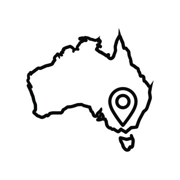 Australia map with location pin icon