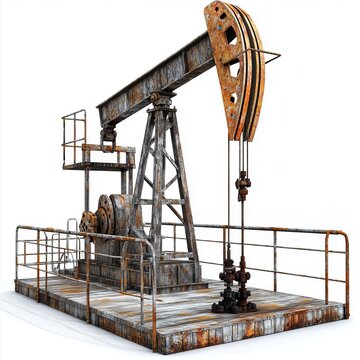 Rusty oil pump jack isolated (1)
