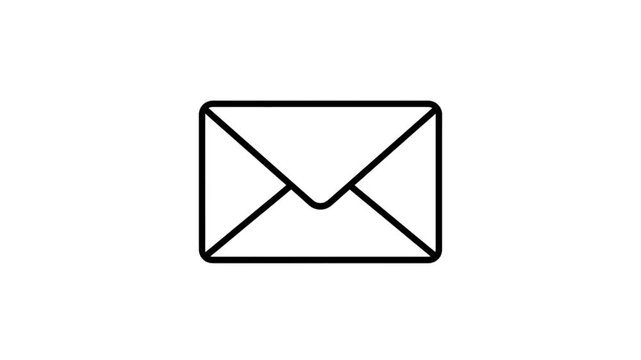 Mail Envelope Animated Outline Icon on White Background. Mail Envelope 4k Video Animation for Web, Mobile and UI Design 4k Stock Video