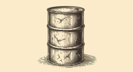 Vintage Metal Drum or Barrel Illustration. © TDF CREATIVE