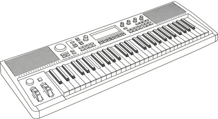 Electronic Keyboard Musical Instrument Illustration. © TDF CREATIVE