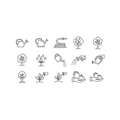 Fototapeta premium Collection of various gardening and plant icons in simple line style
