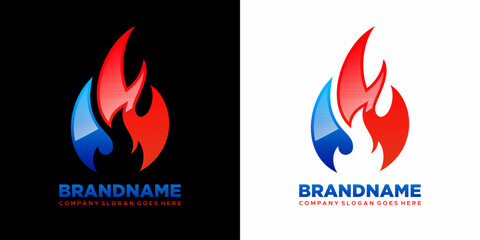 HVAC logo vector image water and fire © Syibil