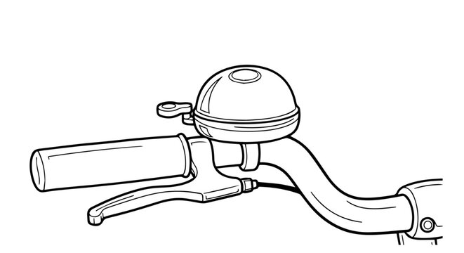 Bicycle Handlebar with Bell and Brake Lever Vector Illustration