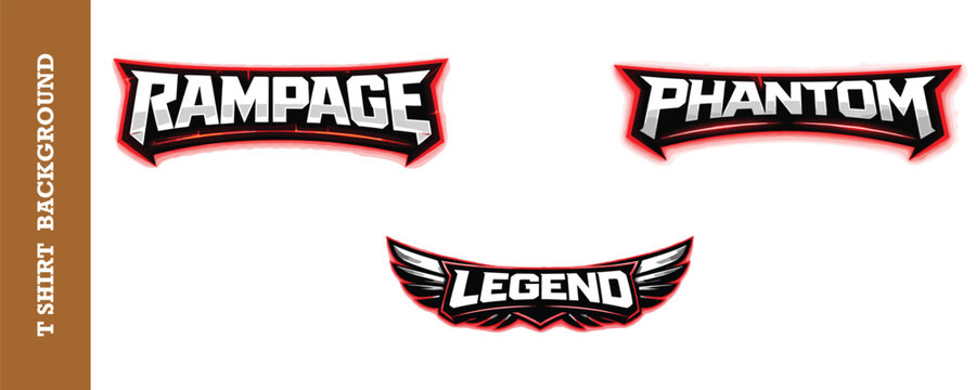 Dynamic and bold gaming logo designs with aggressive typography and wing elements perfect for esports teams jerseys or tshirt prints