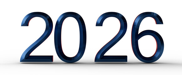 Stylish 2026 number design in metallic blue. Perfect for New Year, events, business, and futuristic...