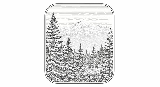 Silver Bar with Winter Forest Illustration.