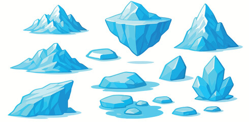 Ice Crystal Cartoon Set Winter Game Asset Illustration © REAVENN