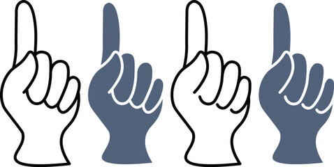 人差し指が立っている一番マークの手の素材セット