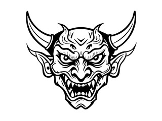 Obraz premium Oni Demon Mask Tattoo Style Vector