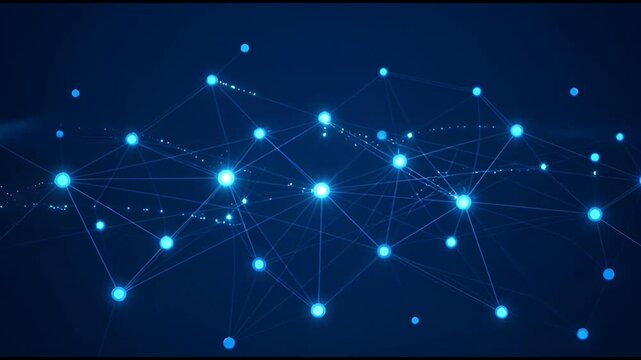 Futuristic Digital Network Connection With Glowing Data Nodes Technology Background