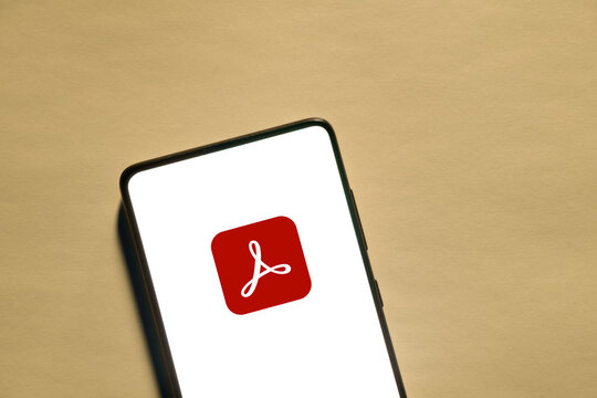 Adobe Acrobat logo on a smartphone screen. Link&ouml;ping, &Ouml;sterg&ouml;tland, Sweden. 03-09-2026