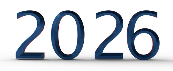 Stylish 2026 in denim texture on white. Perfect for New Year greetings, business presentations, and futuristic concepts. © vegefox.com