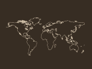 World map design in halftone style