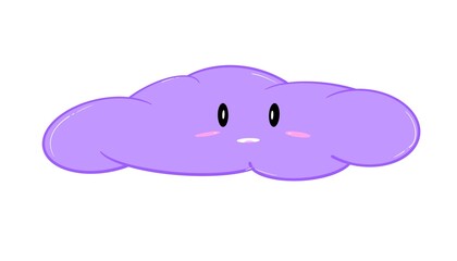 Obraz premium Doodle cloud line aesthetic art beautiful inspired by sky illustration drawing that can be used for sticker, book, scrapbook, icon, decorative, etc. cute with emotion cartoon baby purple color