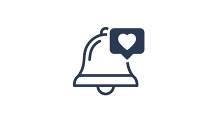 Notification Bell with Heart Symbol Icon.