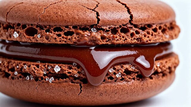 Chocolate macaron with caramel filling