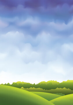 Green Hills Landscape Background Nature Countryside Vector Illustration