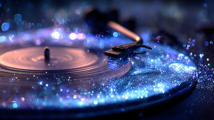 Obraz premium Vinyl record with glowing effects