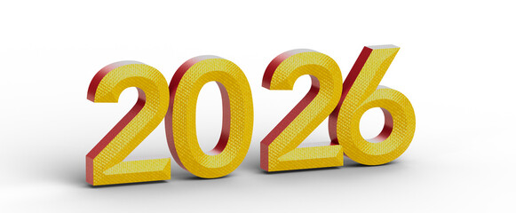 3D render of the year 2026. Perfect for New Year's greetings, future planning, and business presentations. Ideal for web © vegefox.com
