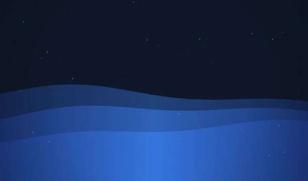 Abstract Blue Waves Flowing Under a Starry Night Sky Animation